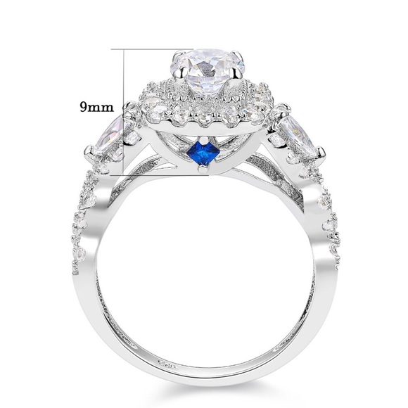 New! Princess Cut & Sapphire 3 ring 3A 6mm cz Sterling Silver Engagement Ring! - Picture 12 of 17